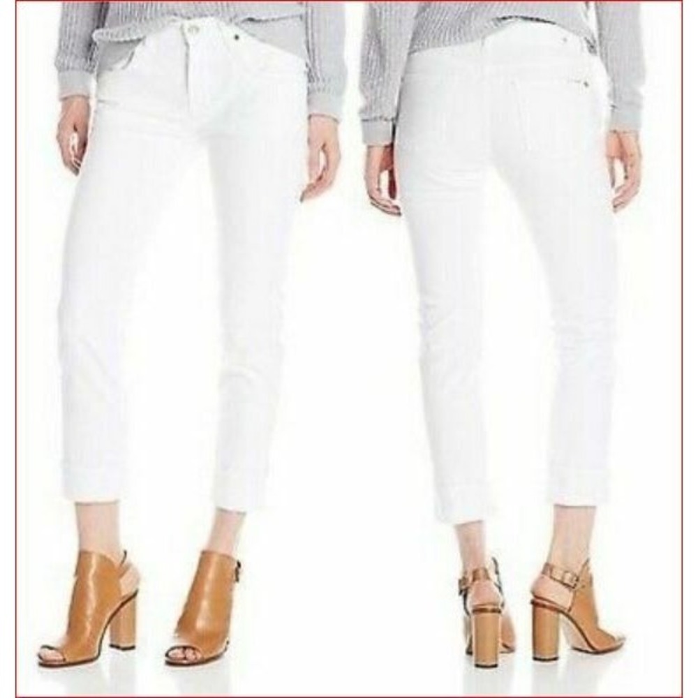 7 for all mankind women jeans relaxed skinny made in USA white 24 MSRP $198